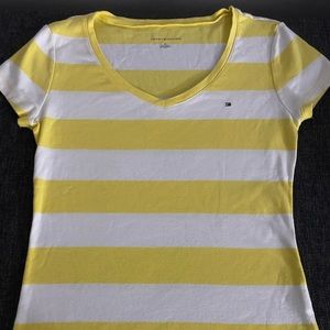 Tommy Hilfiger yellow and white stripes tee